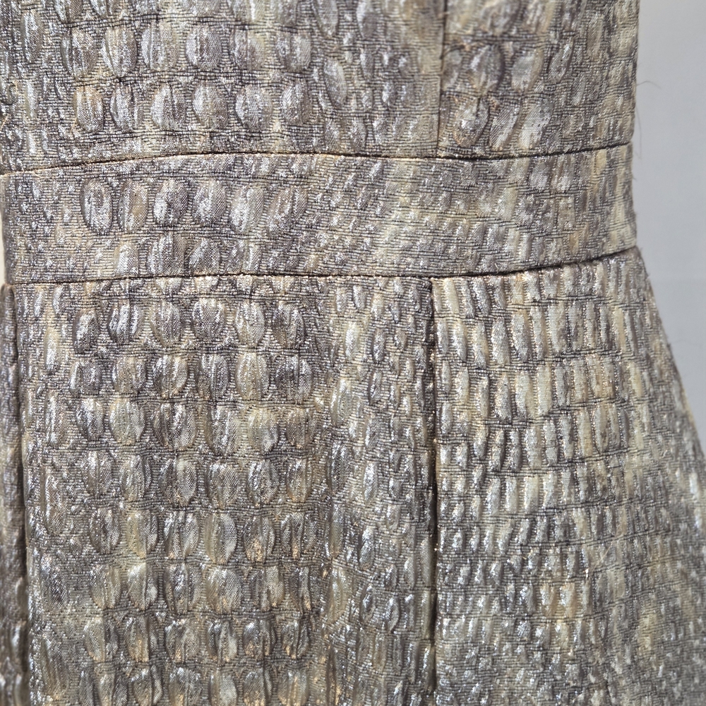 Badgley Mischka Gold Metallic Beaded Evening Gown Prom Dress 6 MSRP $1850 NWT - Picture 8 of 12